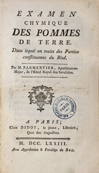 Examen chymique despommes de terre
